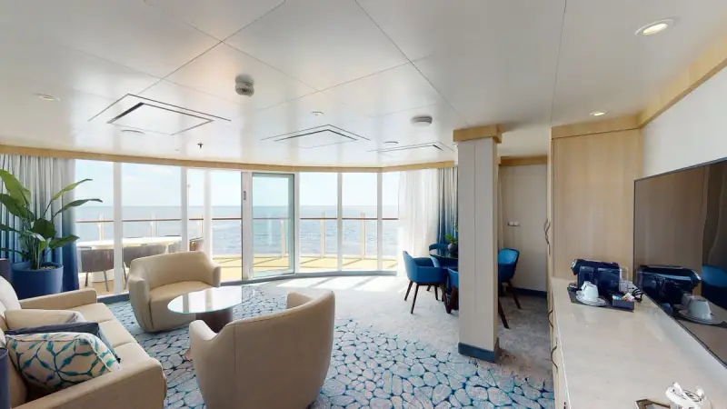 Spacious AquaTheater Suite Large Balcony 2 Bedroom, official Royal Caribbean category example