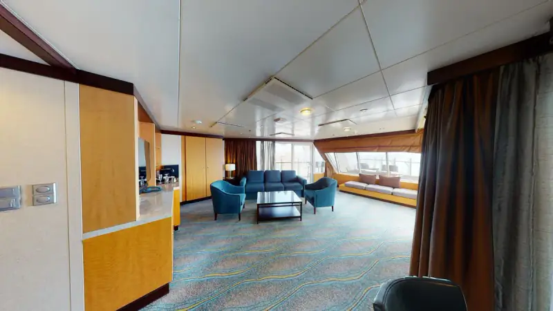 Spacious AquaTheater with Large Balcony- 2 Bedroom, official Royal Caribbean category example
