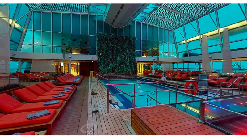 Glass-roofed Solarium pool aboard Celebrity Eclipse