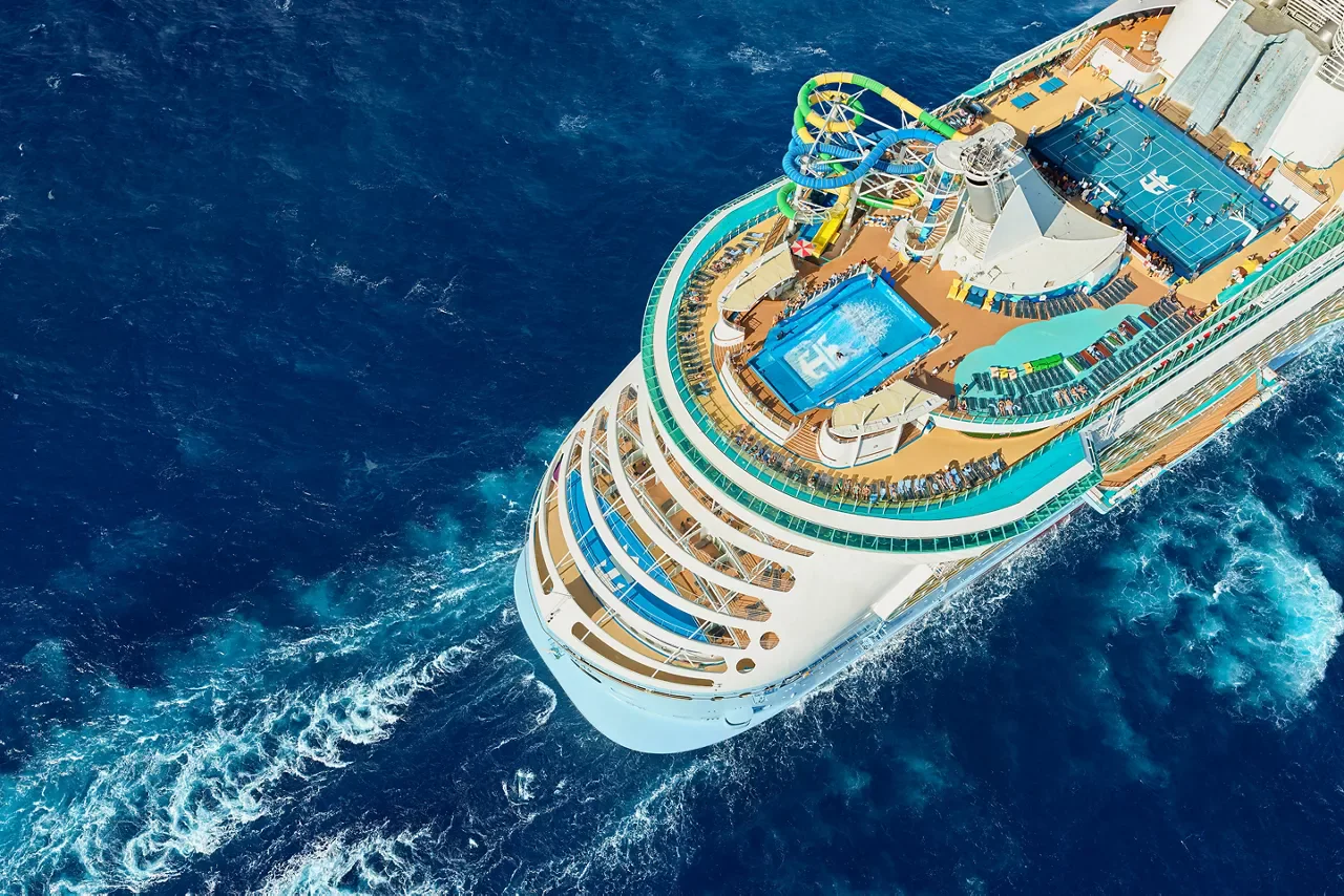 Aerial view of Freedom of the Seas at sea
