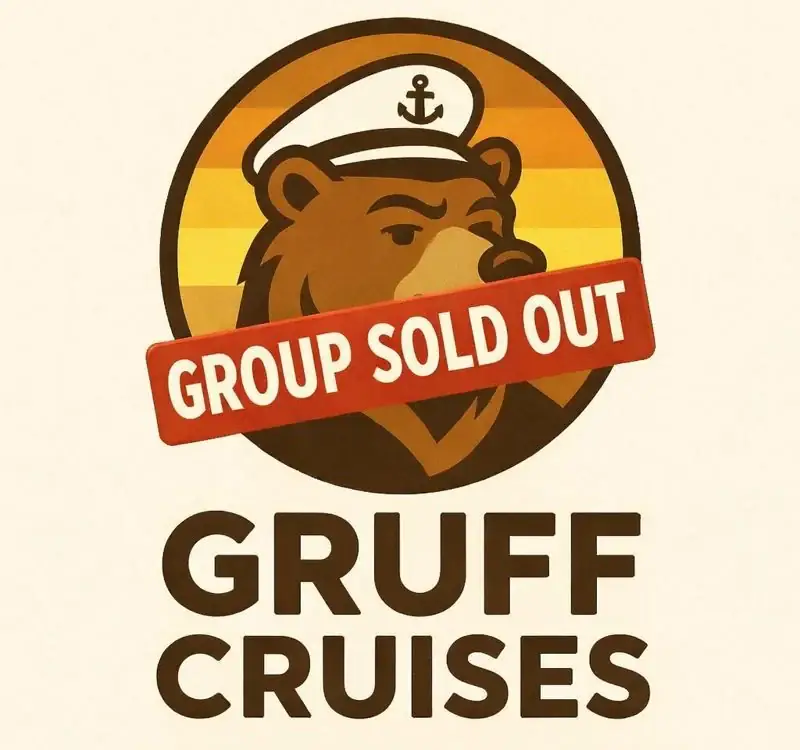 Gruff Cruises' bear captain logo with a Group Sold Out banner.