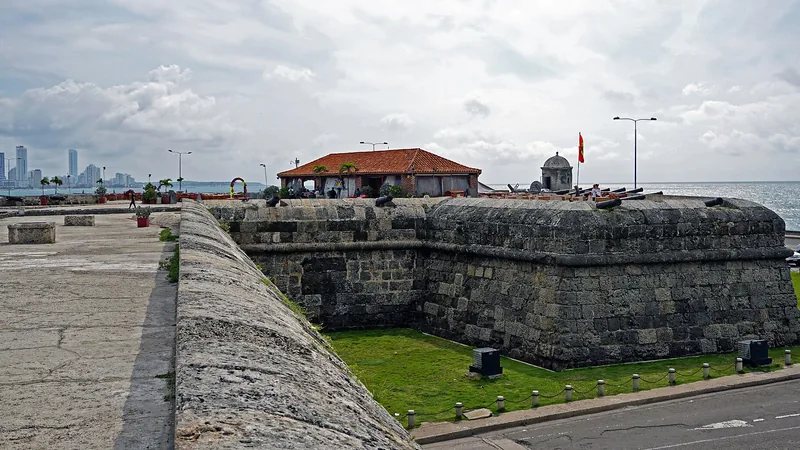 Cartagena's historic Baluarte de Santo Domingo beside the Caribbean