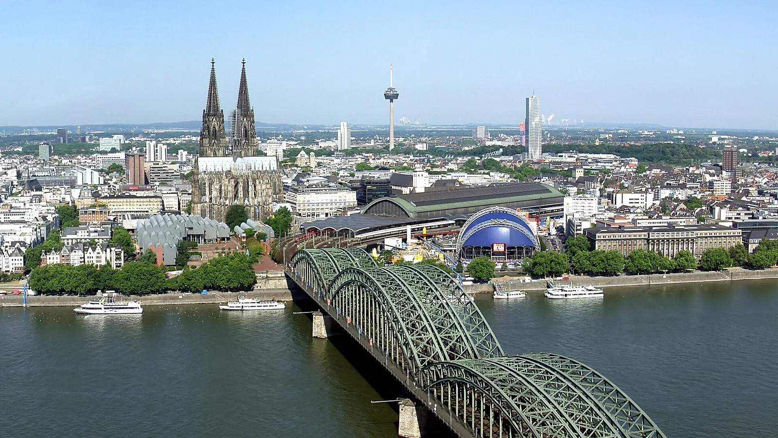 Cologne Cathedral and Hohenzollern Bridge above the Rhine