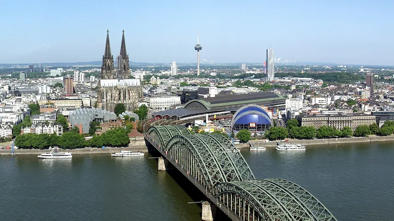 Cologne Cathedral and Hohenzollern Bridge above the Rhine