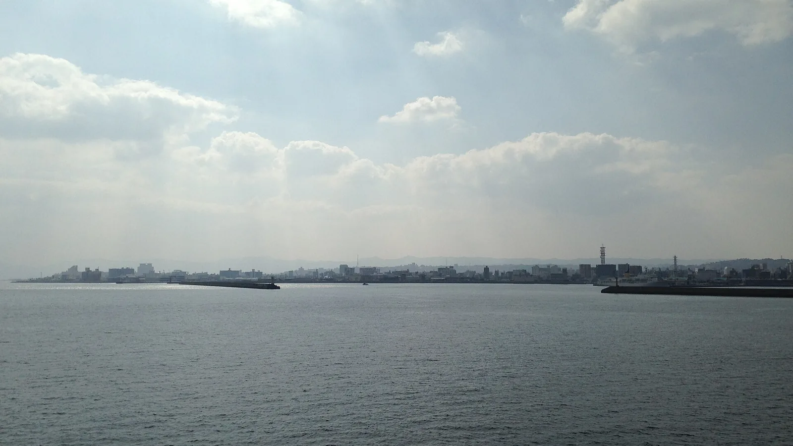 Kagoshima waterfront and city seen from a Sakurajima ferry