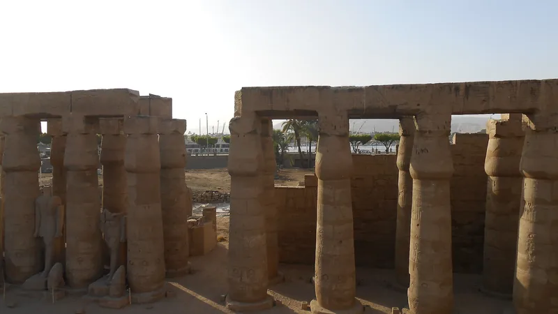 Luxor Temple and the Nile beneath a clear Egyptian sky