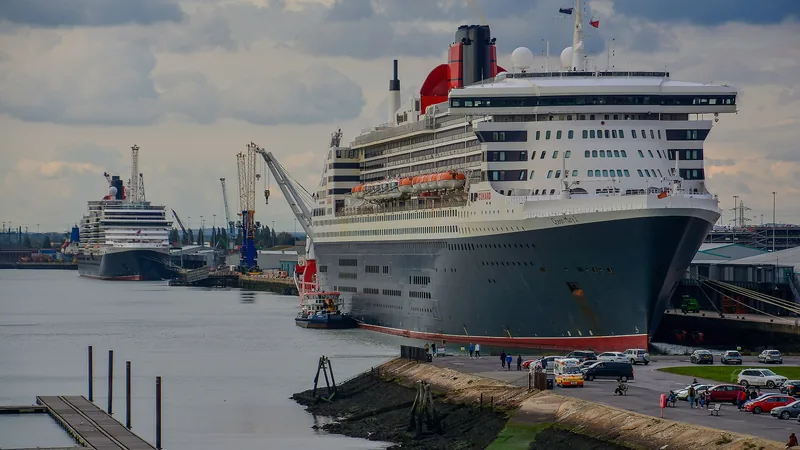 Cruise ship and terminal buildings in the Port of Southampton