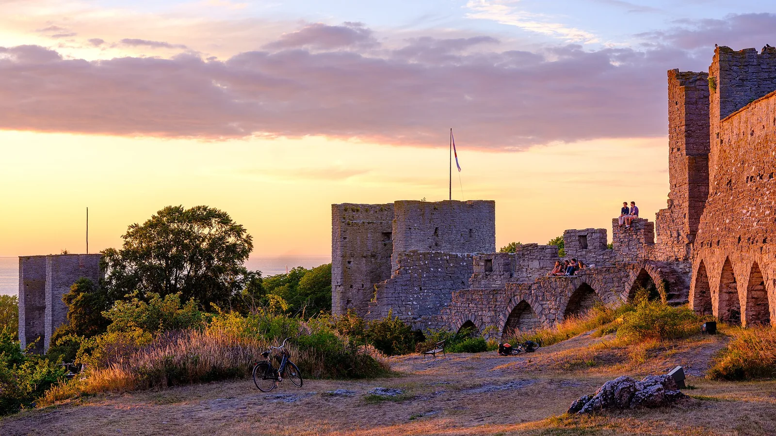 Northern section of Visby’s medieval city wall in evening light, photographed in June 2026