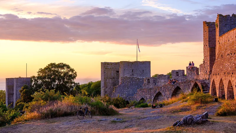 Northern section of Visby’s medieval city wall in evening light, photographed in June 2026
